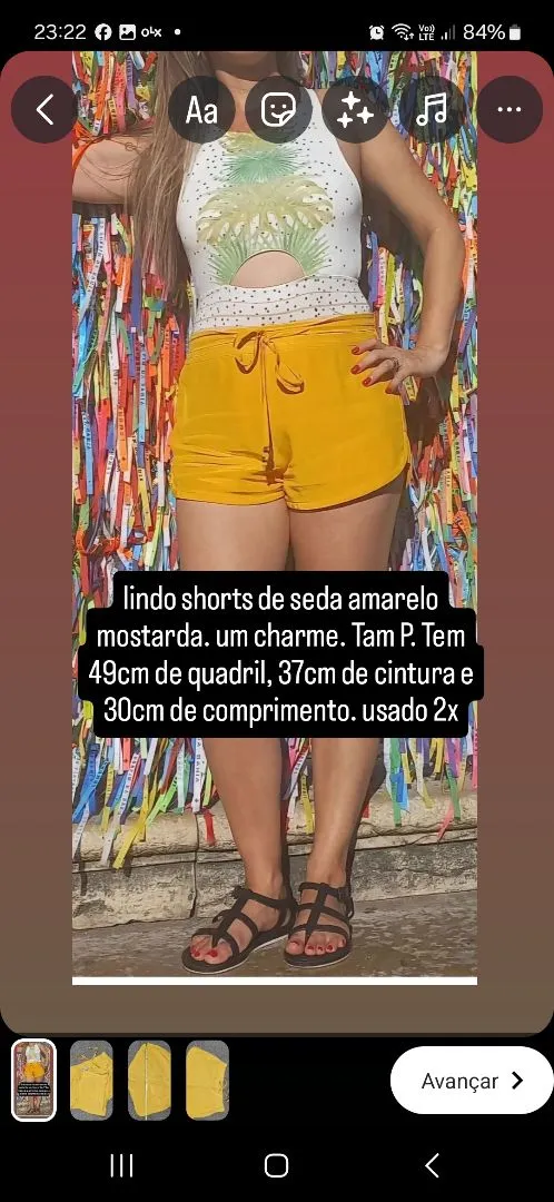 Shorts de seda amarelo mostarda - Tam Panho P