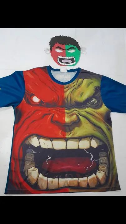 Fantasia camiseta + máscara do hulk