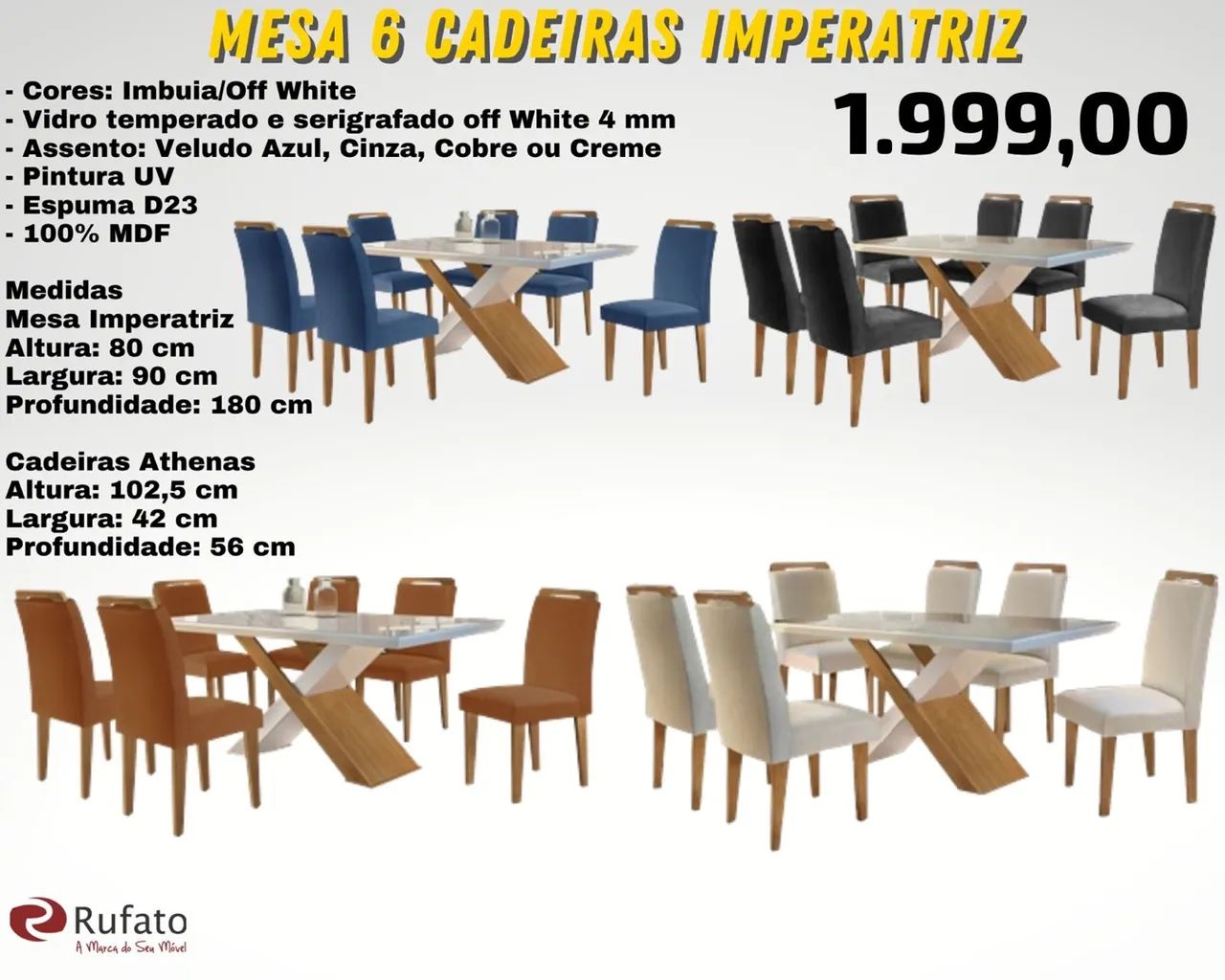 Mesa 6 Cadeiras Imperatriz - ENTREGA HOJE !!! 