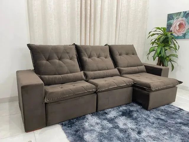 Sofá retrátil e reclinável 2,70 com molas pilow de 15 cm Hipersot  - Foto 3