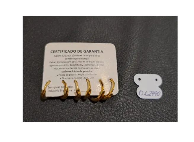 03 Pares de Brincos de Semijoias, Lm Gold Plated. Referencia 0l2990 - Foto 3