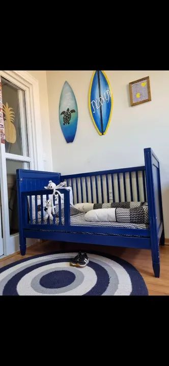 Berço Azul Vira Mini Cama