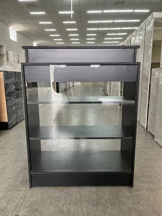Balcão Caixa Vitrine Preto MDF