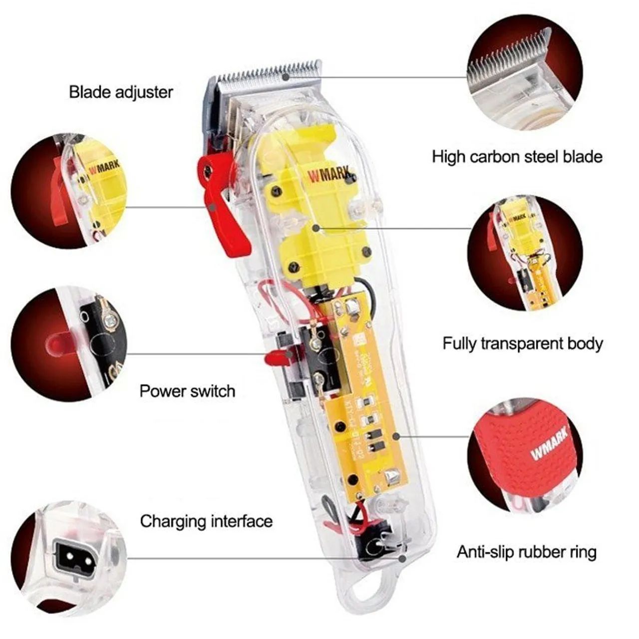 MàQUINA  profissional de CORTAR CABELO WMARK a ORIGINAL/7200RPM/3 horas bateria  - Foto 5