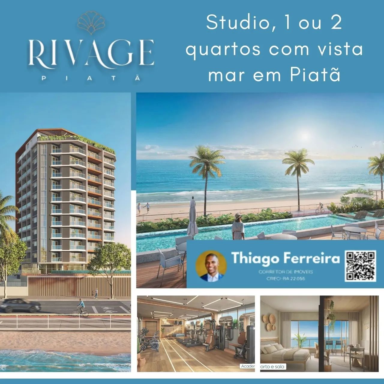 Rivage Piatã, Studio Distribuído Em 21M², Vista Mar E Vagas Rotativas. 1HKNBEH