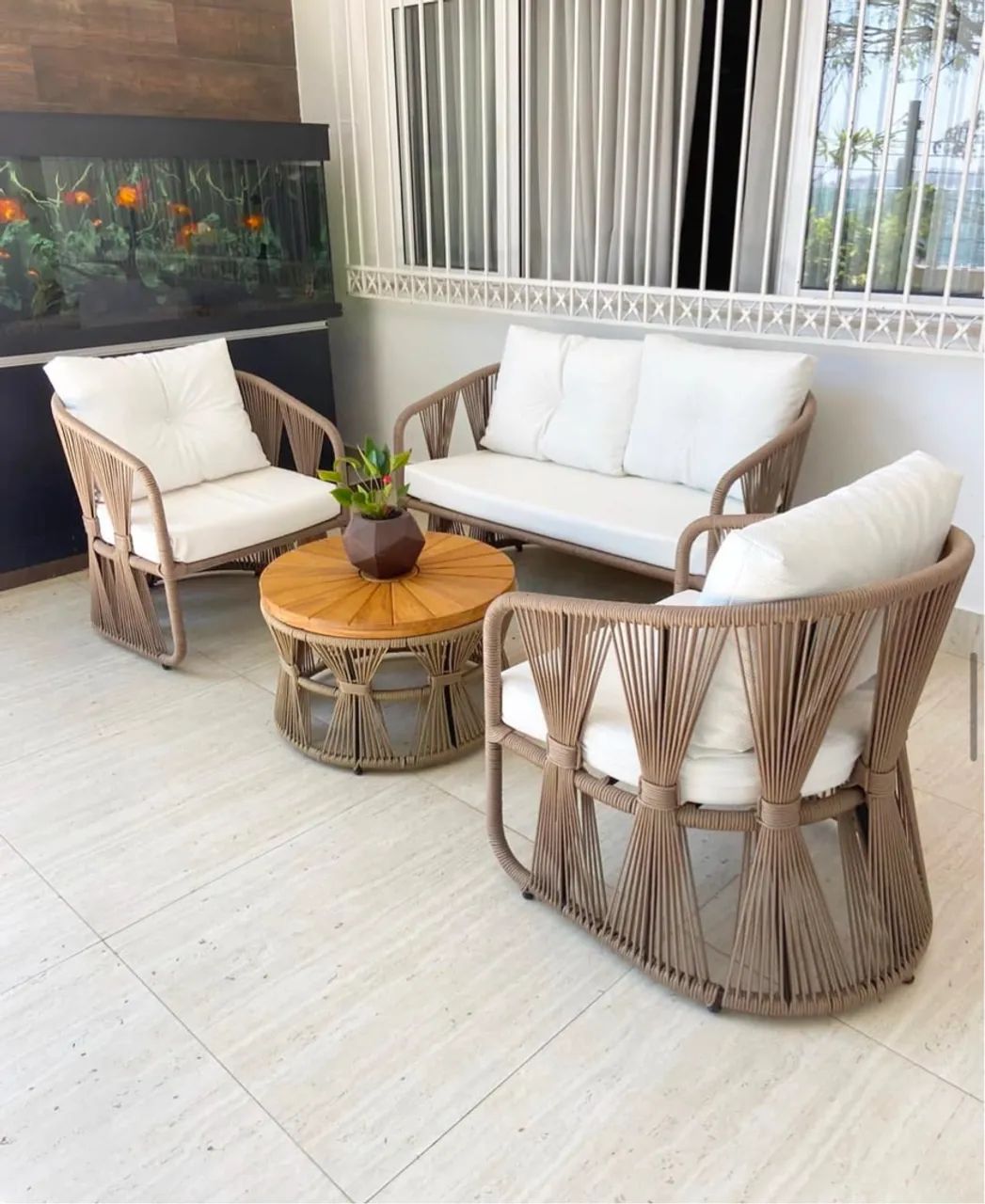 Conjunto de Sofá e Cadeiras para Área Externa