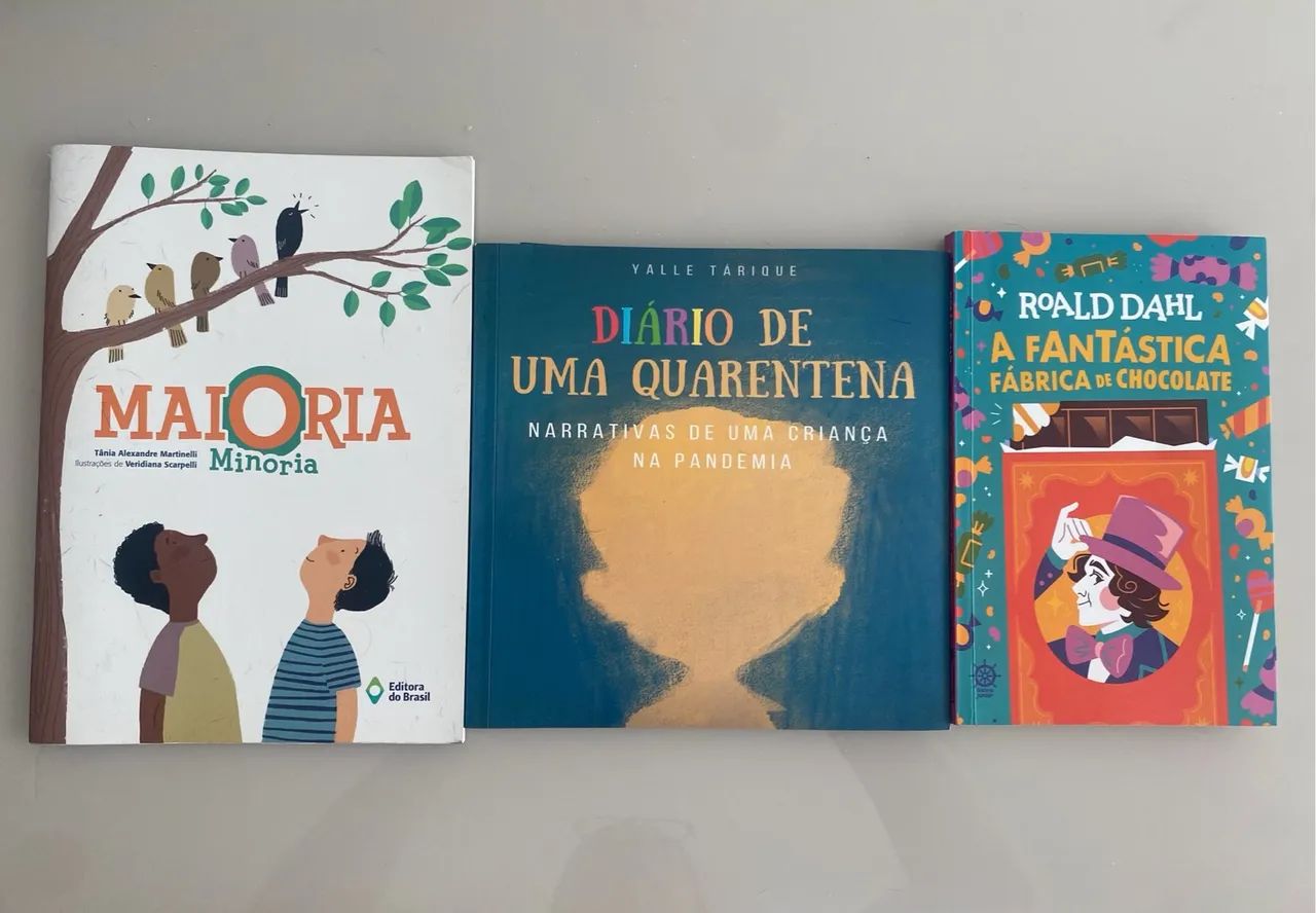 Livros infantis - Maiorìa, Diário de uma Quarentena e A Fantástica Fábrica de Chocolate