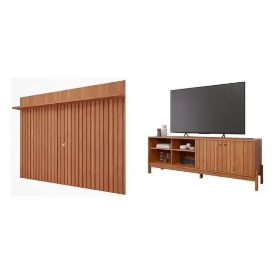 Rack Bancada Holanda 180cm e Painel Trend Ripado p/ tv 70' 100% MDF Ripado - Foto 4