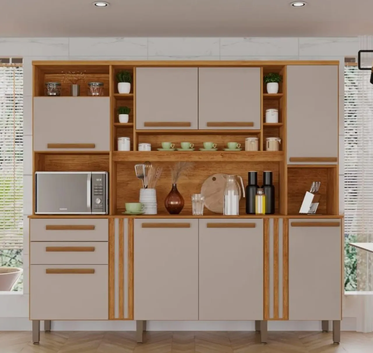 Armário de Cozinha Completo Amadeirado