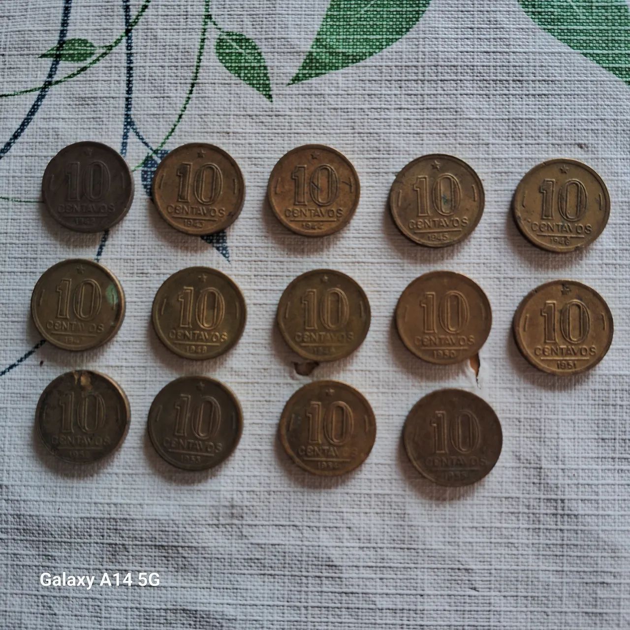 Moedas antigas de cruzeiros de 10 centavos ,de 1942 a 1955