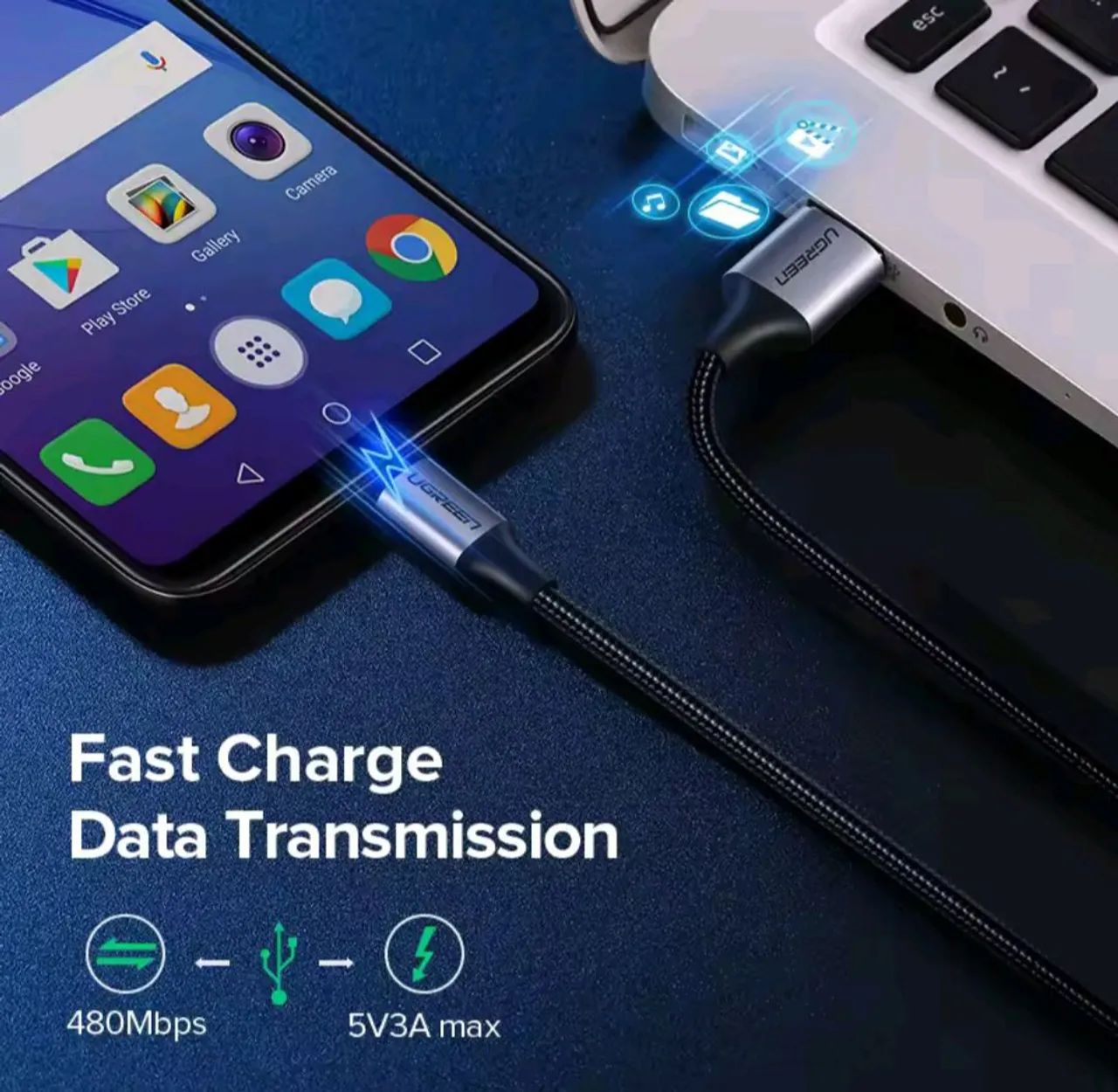 Cabo Micro USB UGREEN 2.4A - Carregamento Rápido e Confiável - Foto 5
