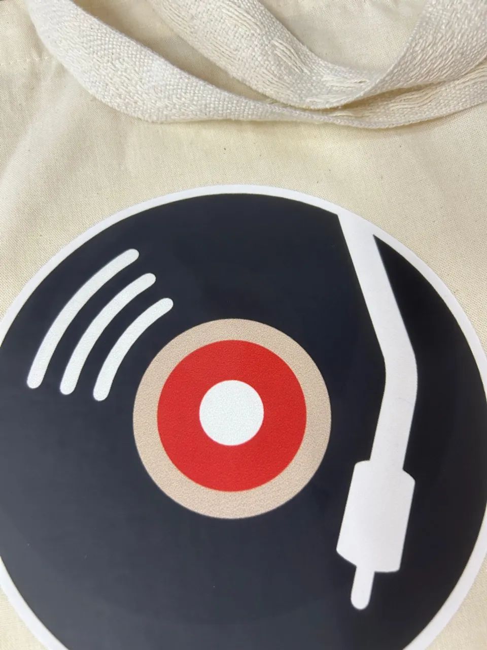 Bolsa de Algodão cru Vitrola Vinil - Foto 2