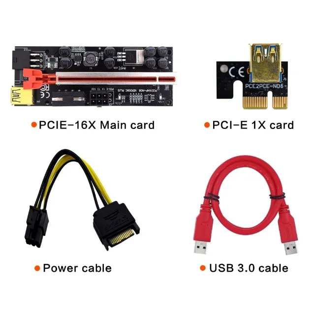 Adaptador PCIe Riser V009S Plus Para Mineração de Cripto
