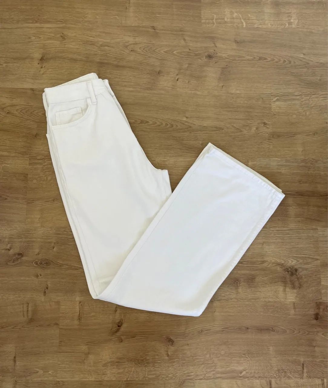 Calça Jeans 34 / 36 feminina wide leg Branca importada 