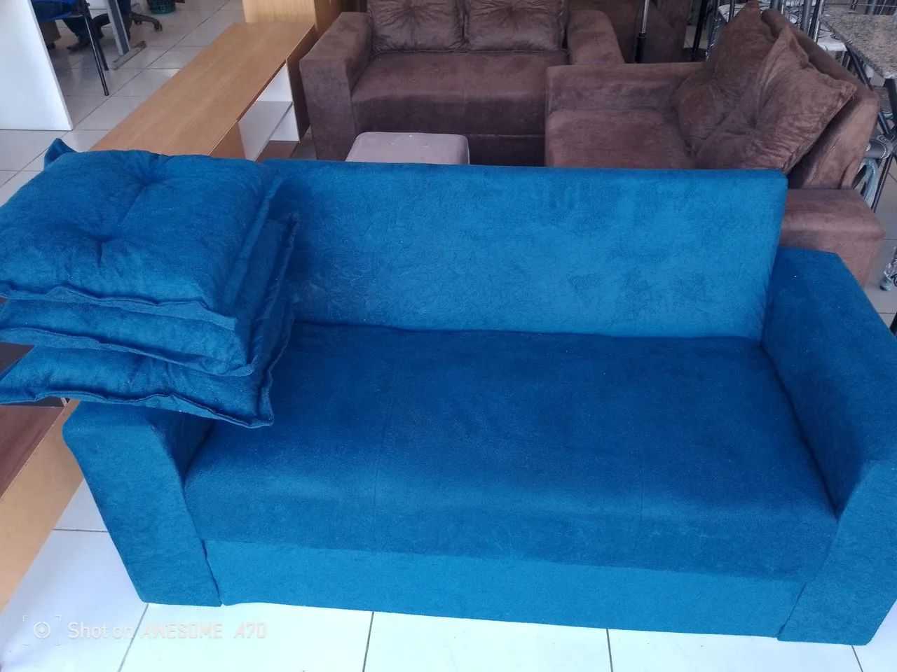 Sofá Azul Royal 3 lugares entrega grátis  - Foto 2