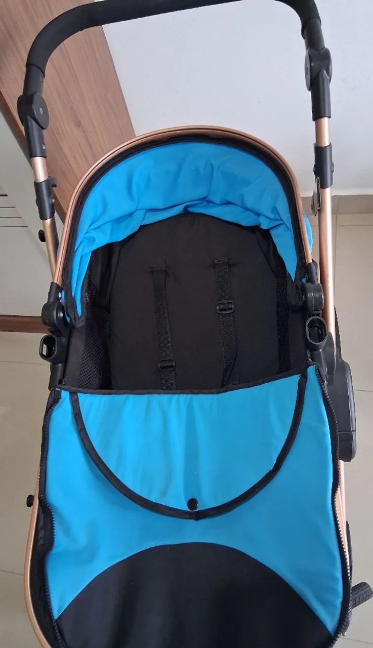 Carrinho de Bebê Wiseonle - Azul e Dourado - Foto 6