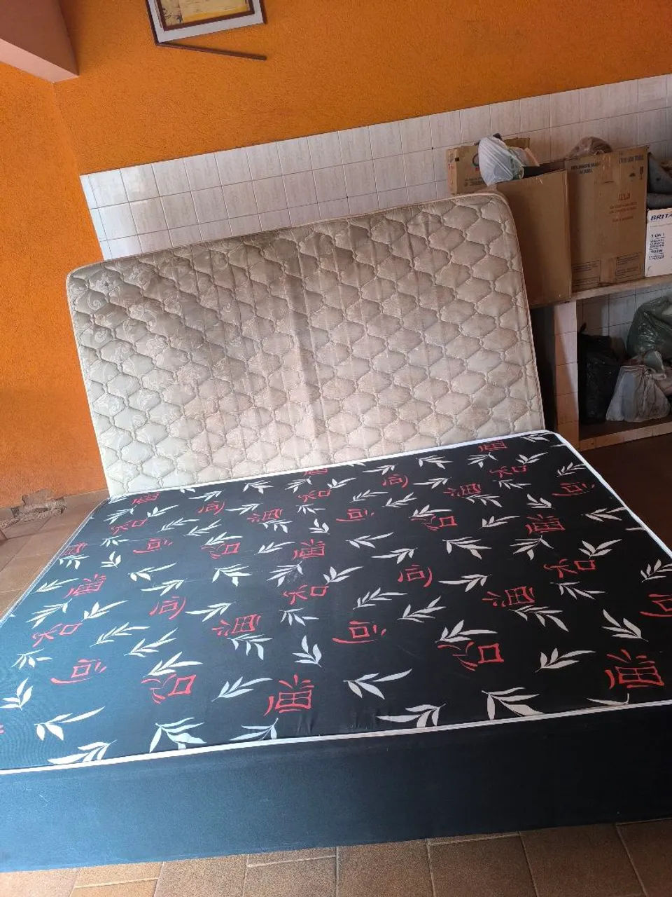 Cama Box Casal com Colchão Estampado