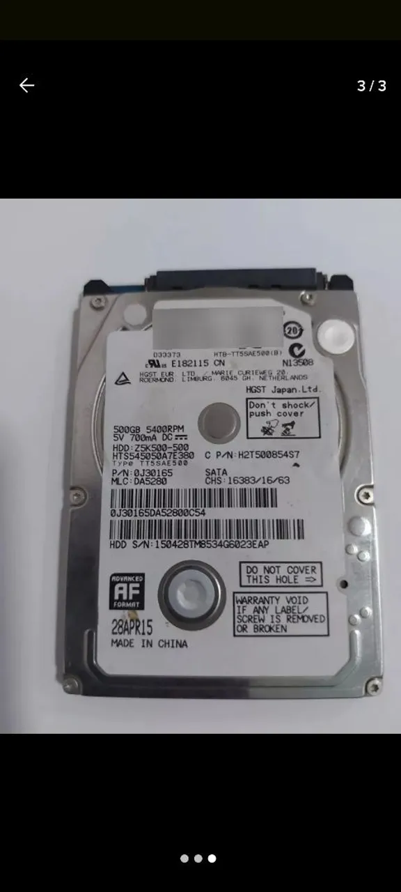 HD interno HGST 500GB SATA 5400RPM