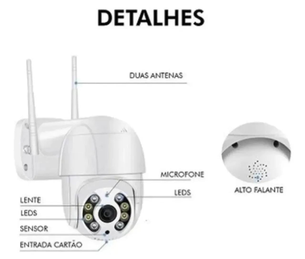 Câmera Segurança Smart Ip Wifi A8pro 1080p Prova D'água Branca - Foto 5