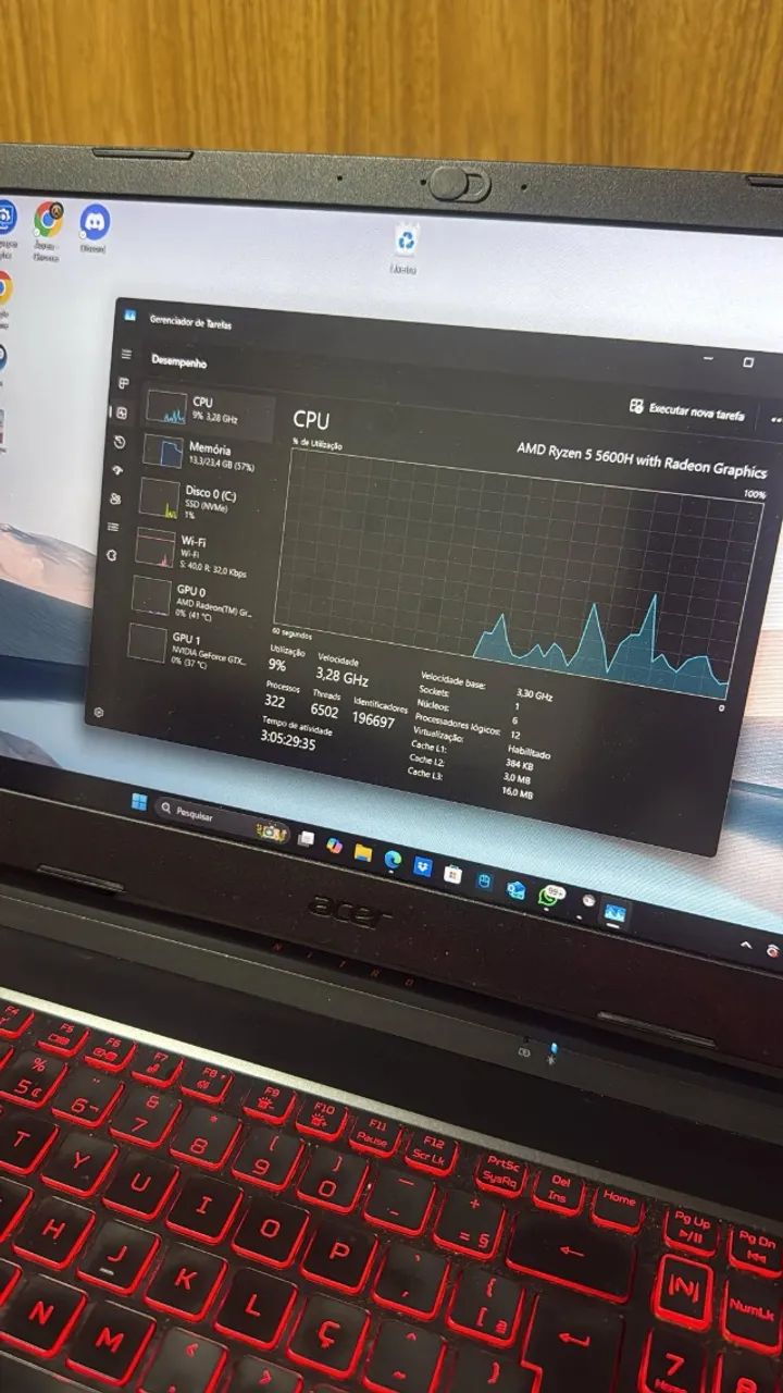 Notebook Gamer Acer Nitro 5 - Ryzen 5 5600H | 24GB RAM | SSD 512GB | Tela 144Hz