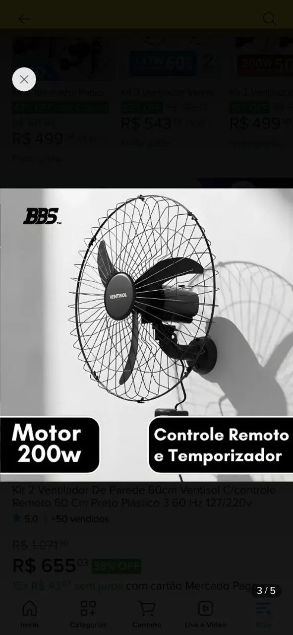 Ventilador ventisol de parede 60cm - Foto 2