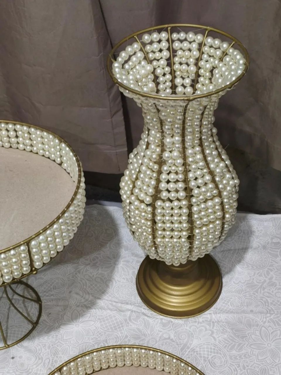 Bandejas Boleira e Vaso  - Ferro com Pérolas - Foto 4