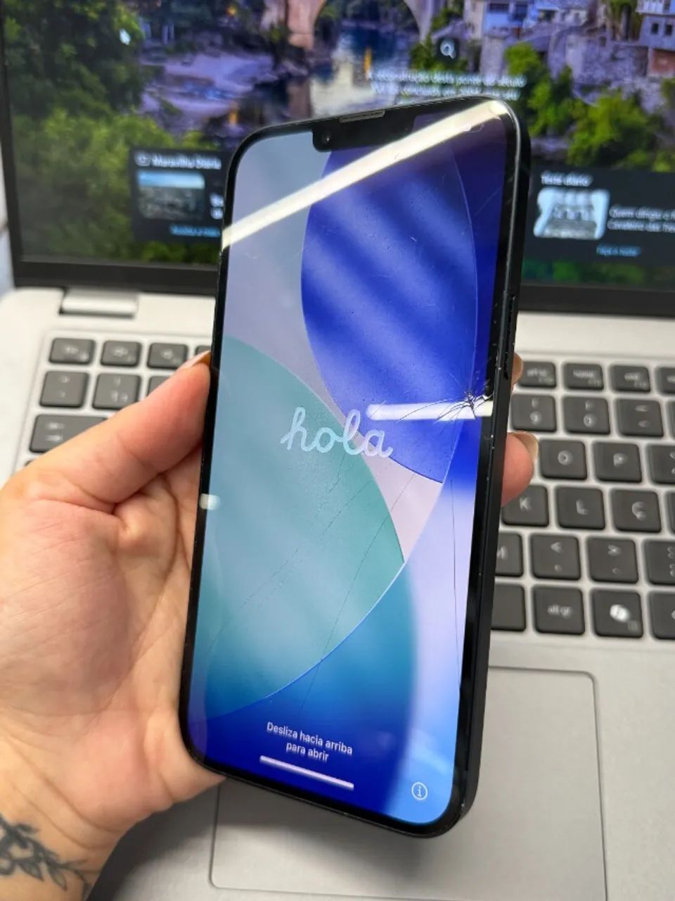 Iphone 14 Plus - Tela frontal original trincada - Foto 4