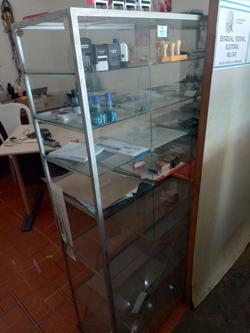 Expositor de vidro. 