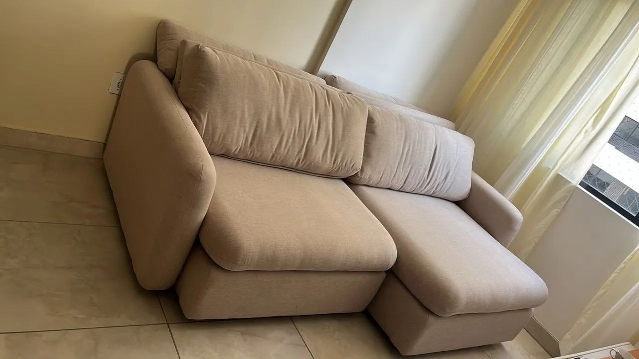 Sofá Retrátil Figma - Reclinável Para Sala, 210cm beger - Foto 2