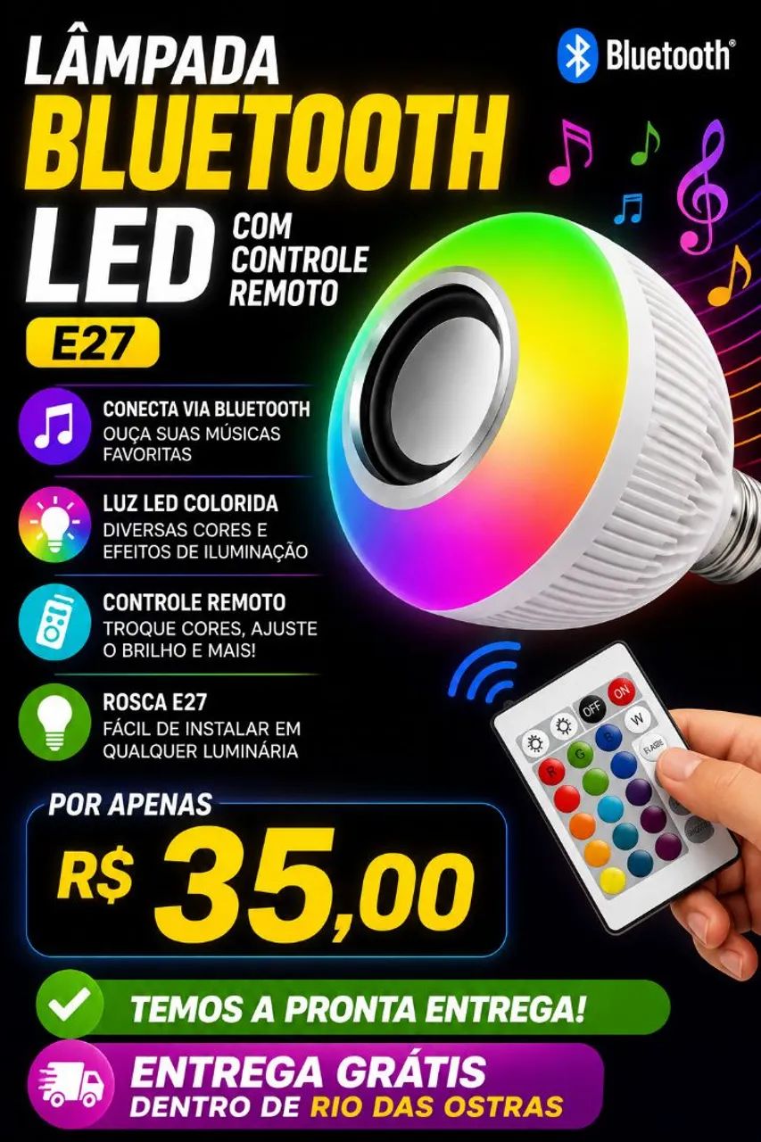 Lâmpada bluetooth led 