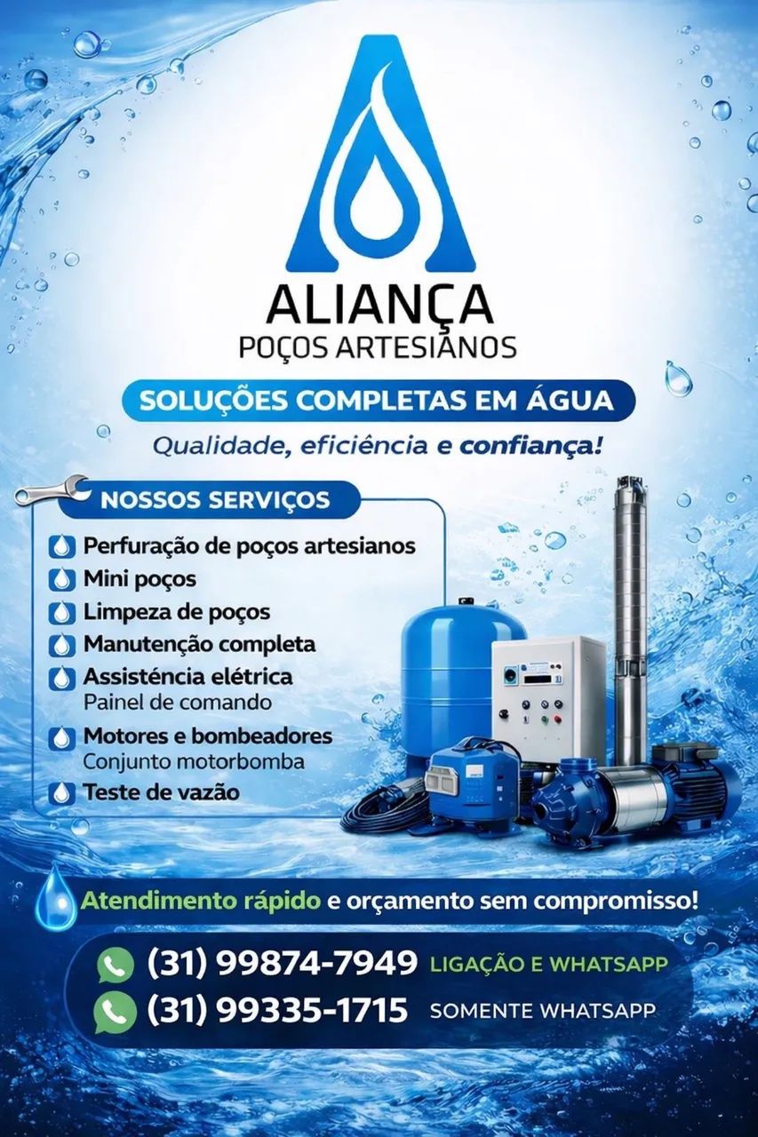Poços artesianos, semi artesianos e manutenção 