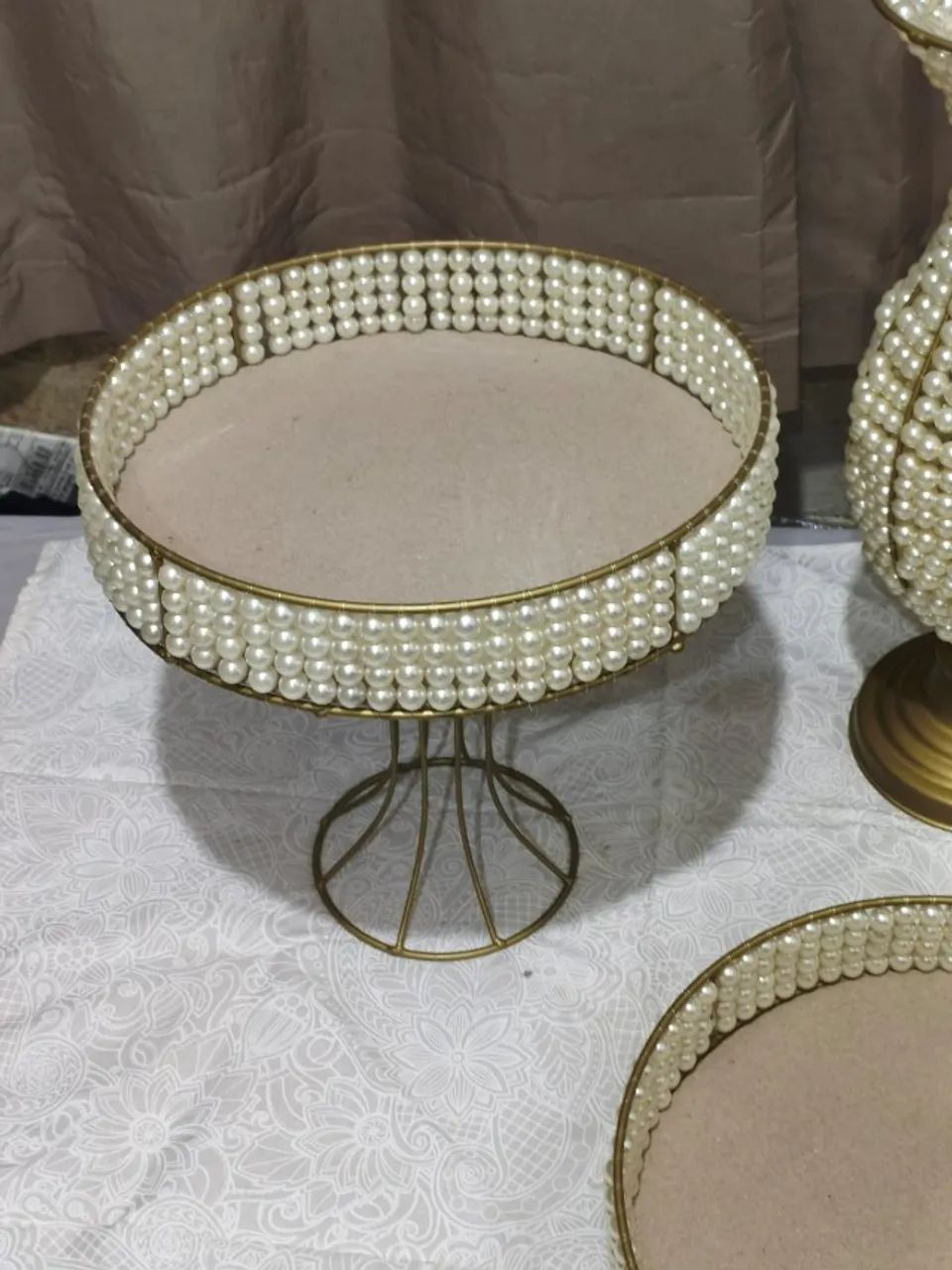 Bandejas Boleira e Vaso  - Ferro com Pérolas - Foto 3