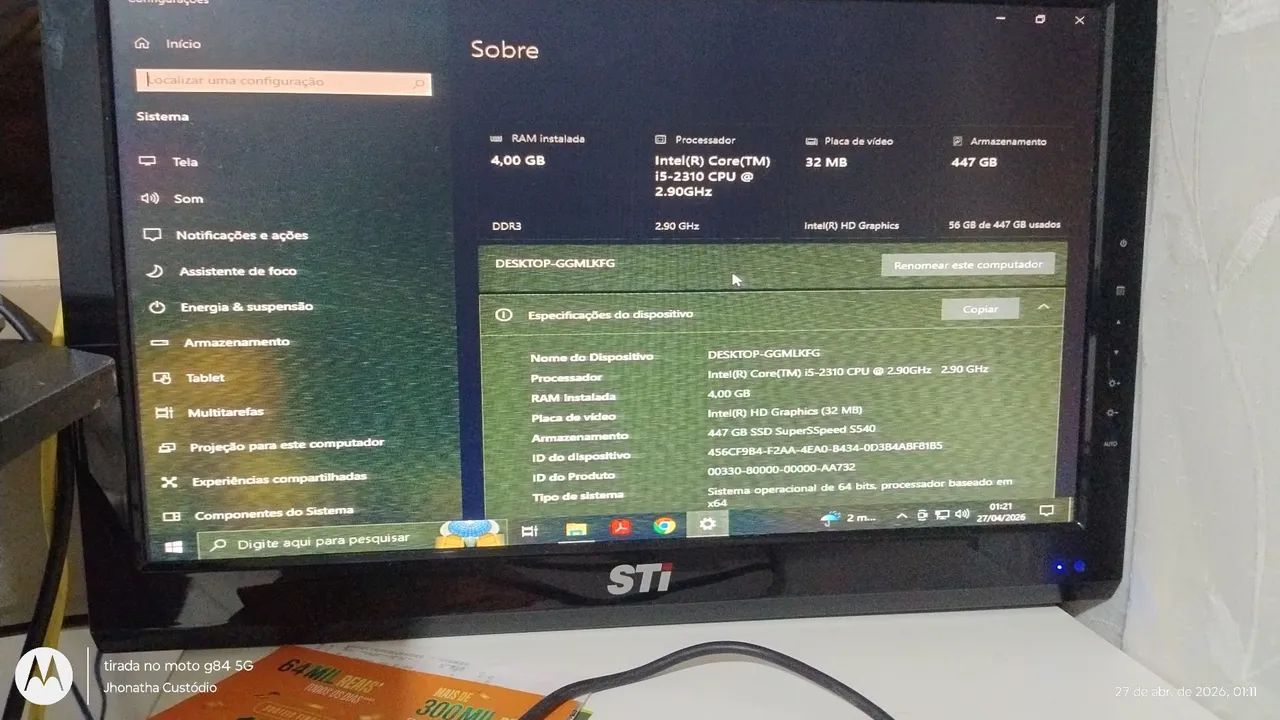 Intel i5 2nd gen com 4gb de RAM e SSD de 480GB e garantia de 6 meses - Foto 4