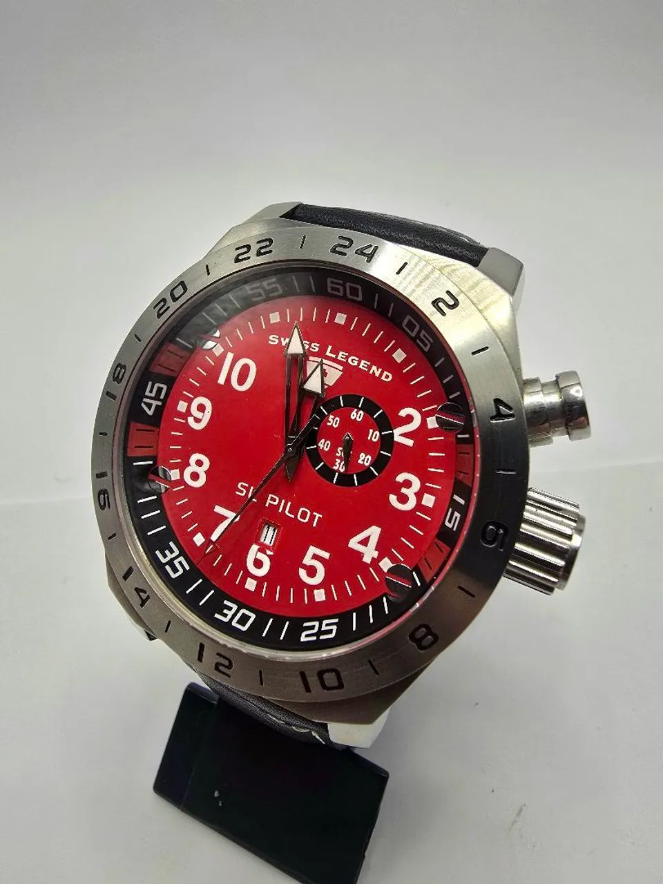 Relógio Swiss Legend SL Pilot GMT - Mostrador Vermelho - Completo