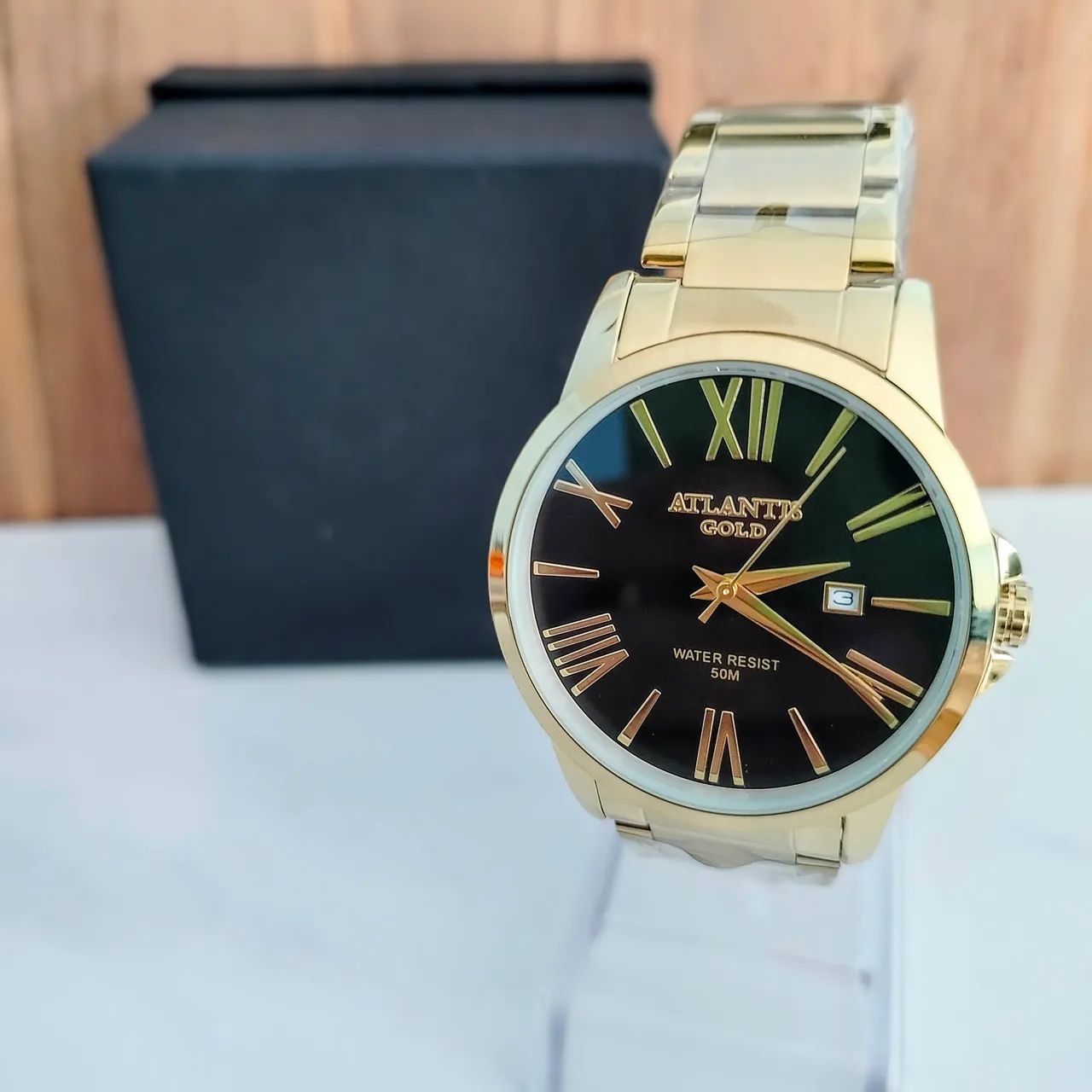 Relógio promoção atlantis original gold calendário 