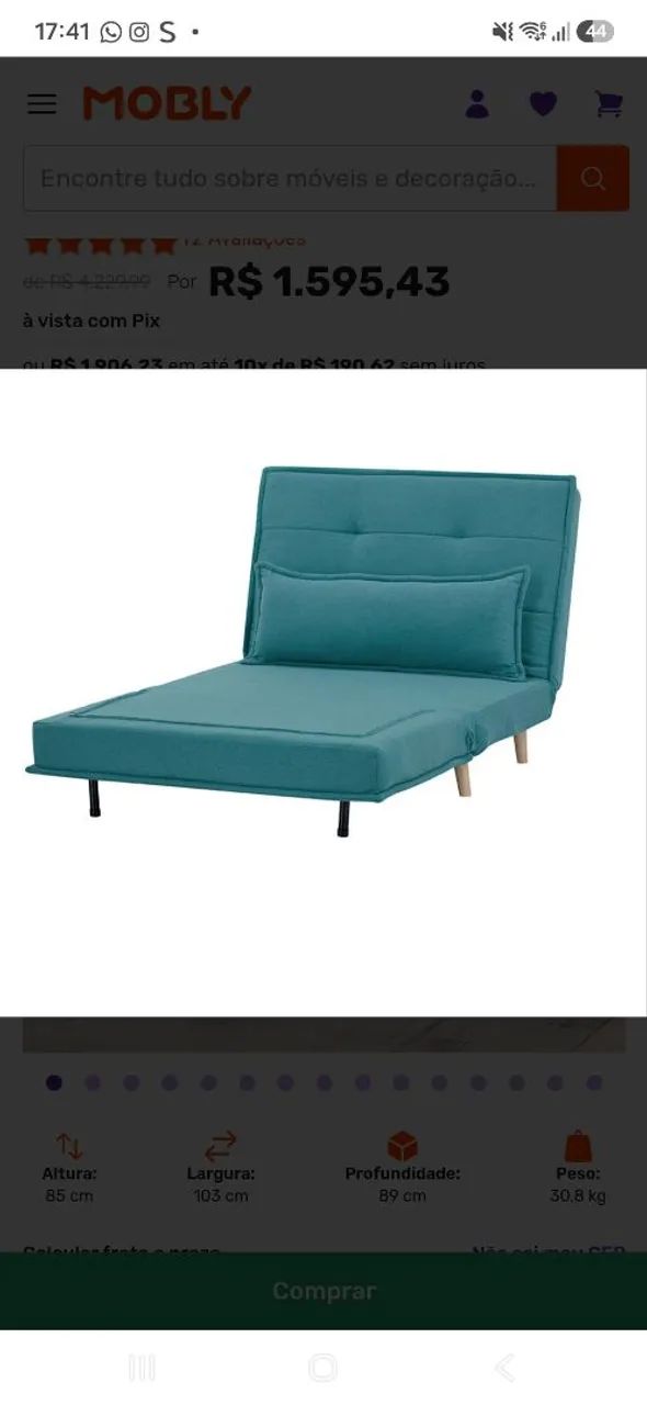 ? VENDO SOFÁ-CAMA SOLTEIRO RAVENNA - AZUL - Foto 5