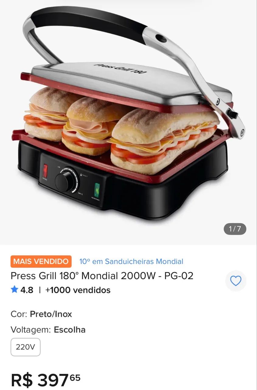 Grill Mondial 2000W - 220v - Foto 2