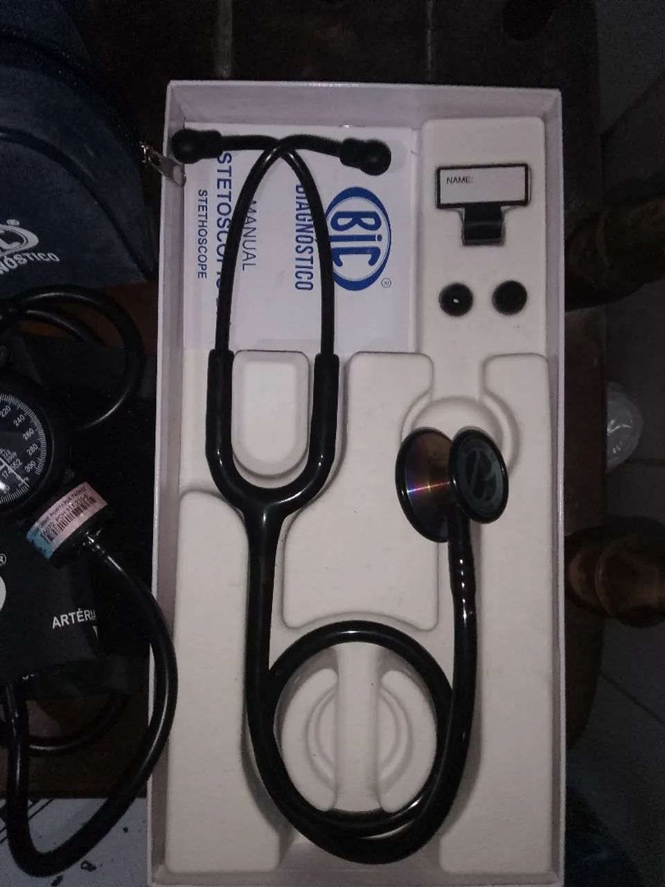 Combo Esfigmo e Estetoscópio BIC (preto/ arco íris) - Foto 3