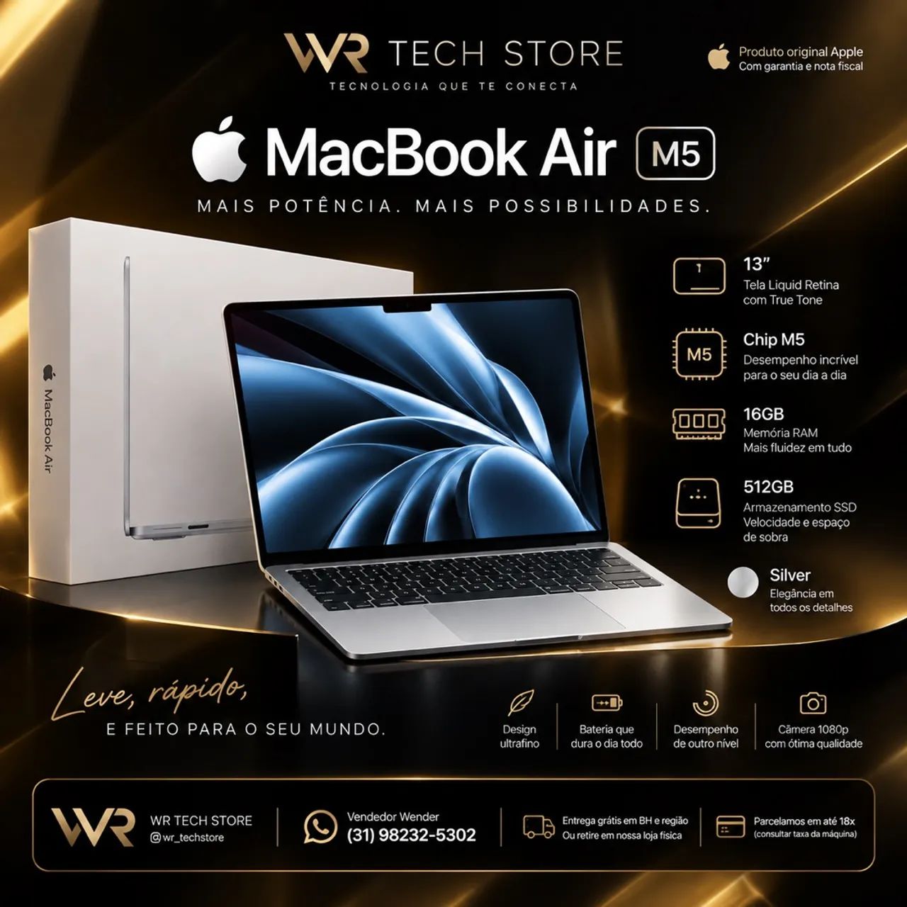 MacBook Air m5 Silver Novo lacrado 13 polegadas 
