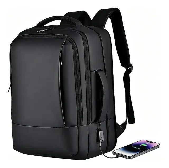 Mochila Preto Liso Com Faixa Impermeável com Expansão 