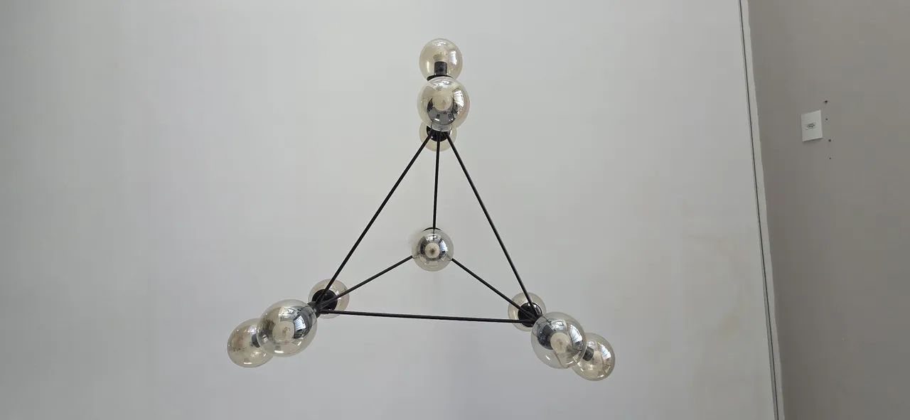 Luminária pendente orbe preto/âmbar  - Foto 4