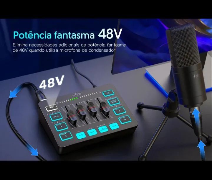 V/AUDIO MIXER GAMER RGB AMPLIGAME FIFINE SC3 - Equipamentos e
