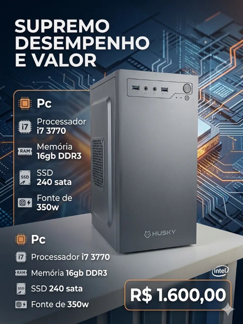 Cpu i7 3770 16gb 240 ssd sata