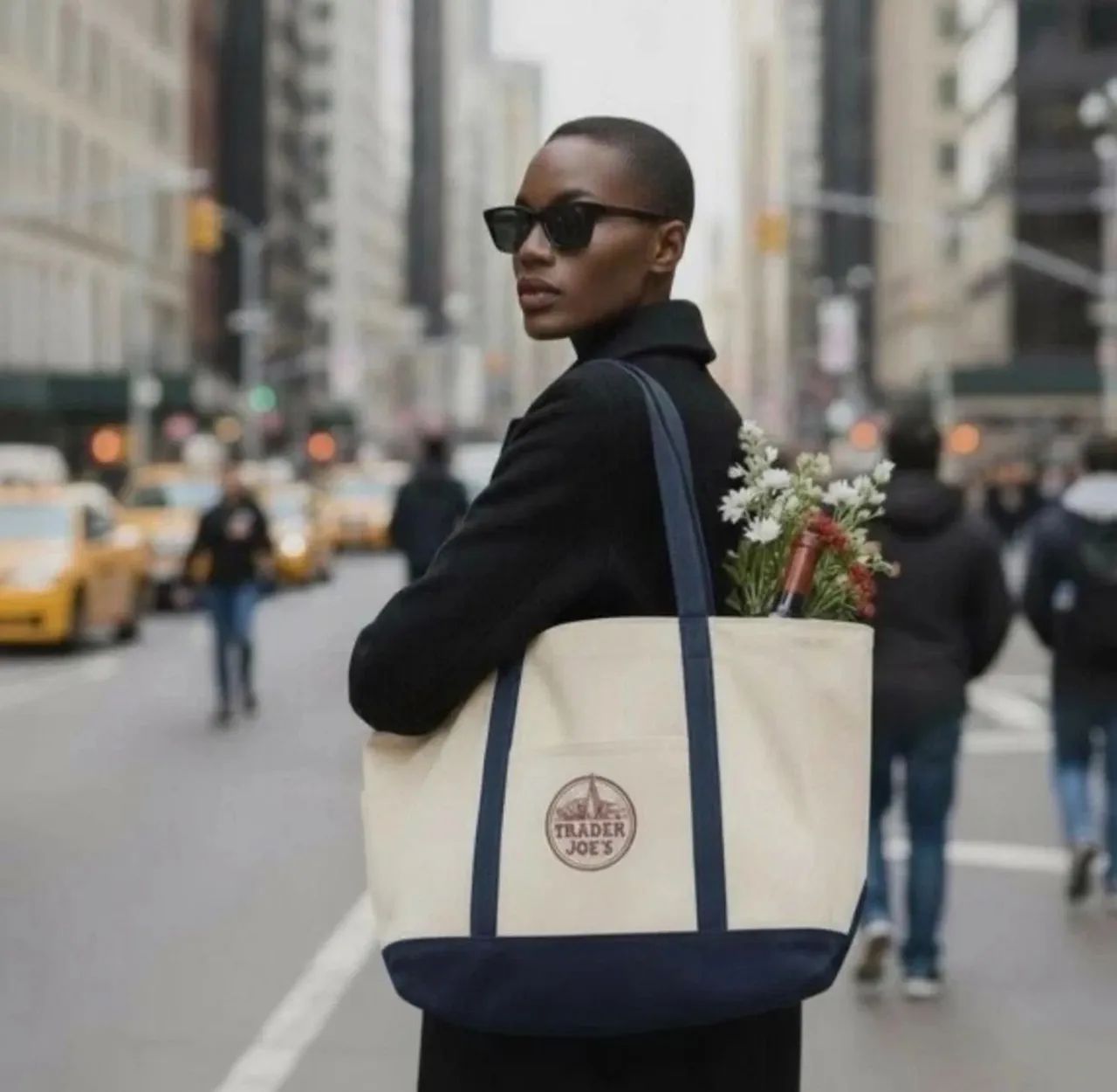 Bolsa Trader Joe's original | Ecobag bege e azul-marinho - Foto 3