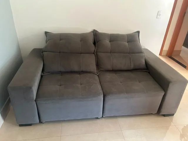 Sofá Retrátil e Reclinável 2,00m - Cinza - Foto 4