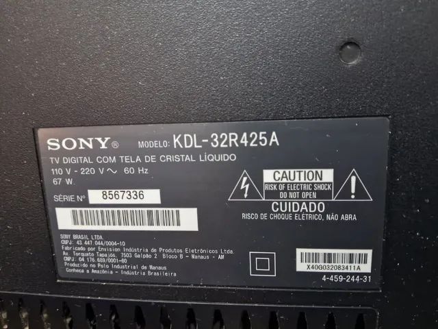 parou de funcionar. tv sony 32 polegadas, sem os pés e o controle
