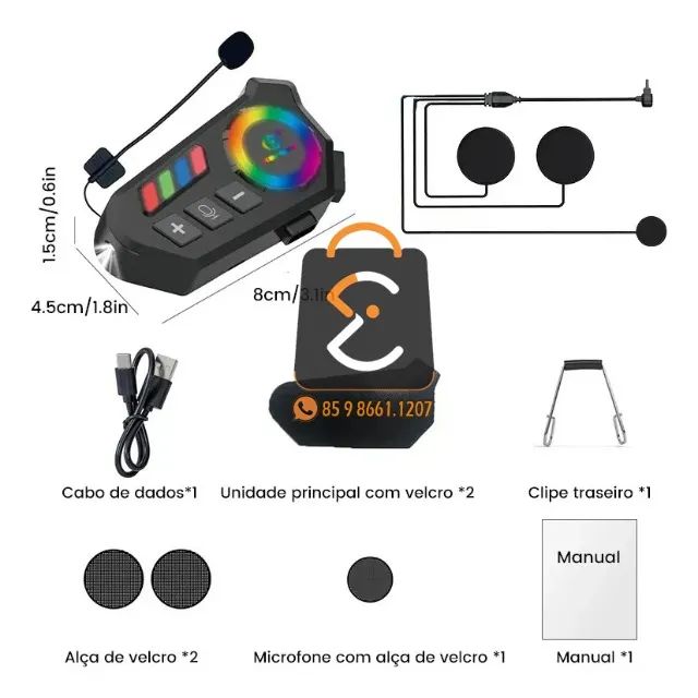 Fone Ouvido Bluetooth para Capacete Kapbom KA-B06 - Foto 2