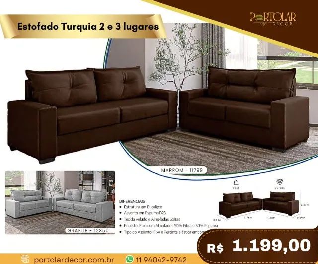 Estofado Turquia 2 e 3 lugares, a pronta pra 