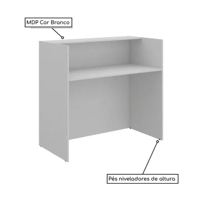Balcão De Atendimento Branco Sem Gavetas Compacto Para Recepção E Comércio 63095 - Foto 2