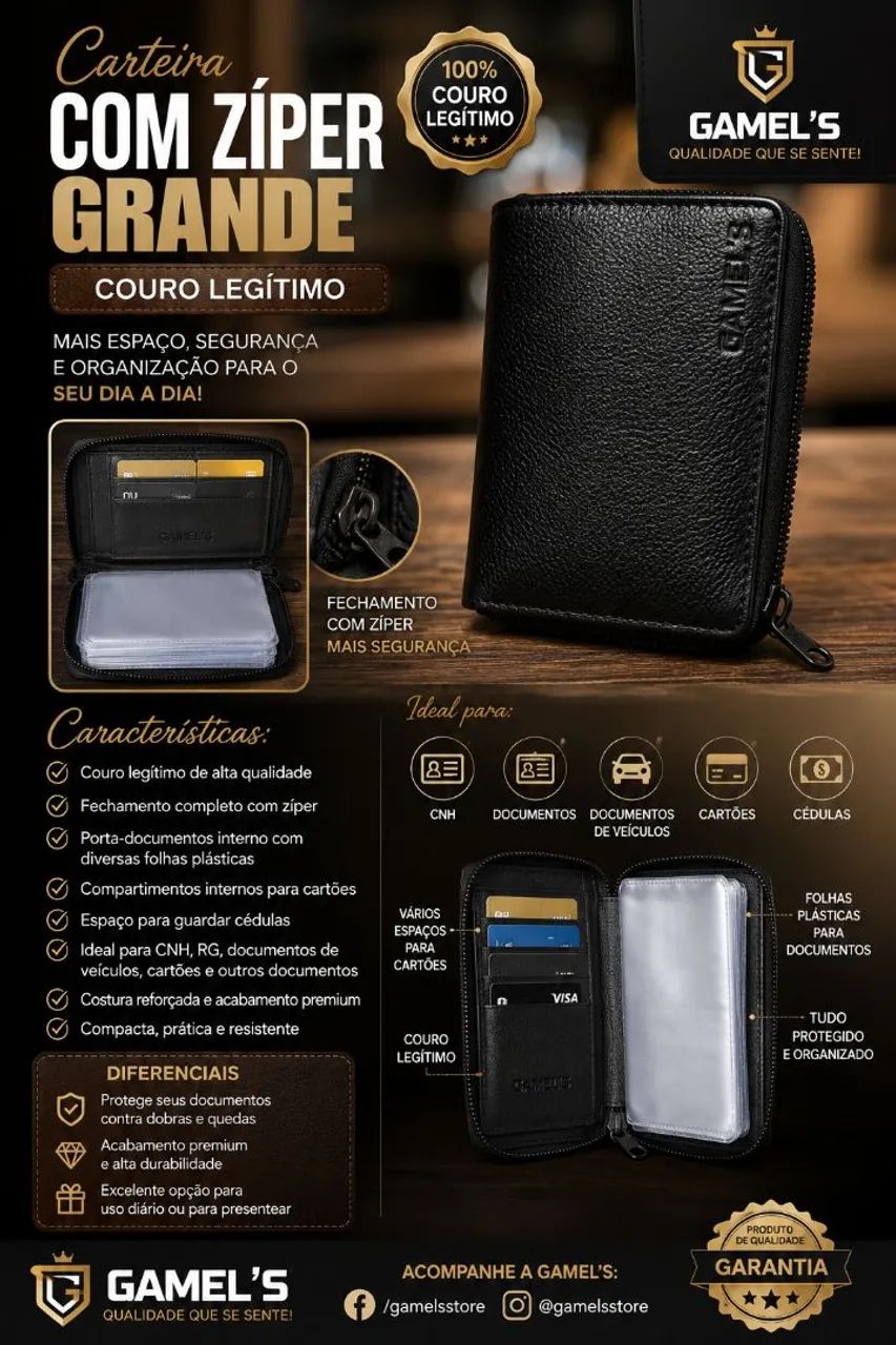 Carteira Grande com Zíper 